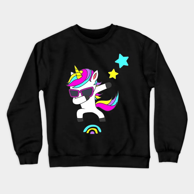 Dabbing Unicorn Crewneck Sweatshirt by Horisondesignz